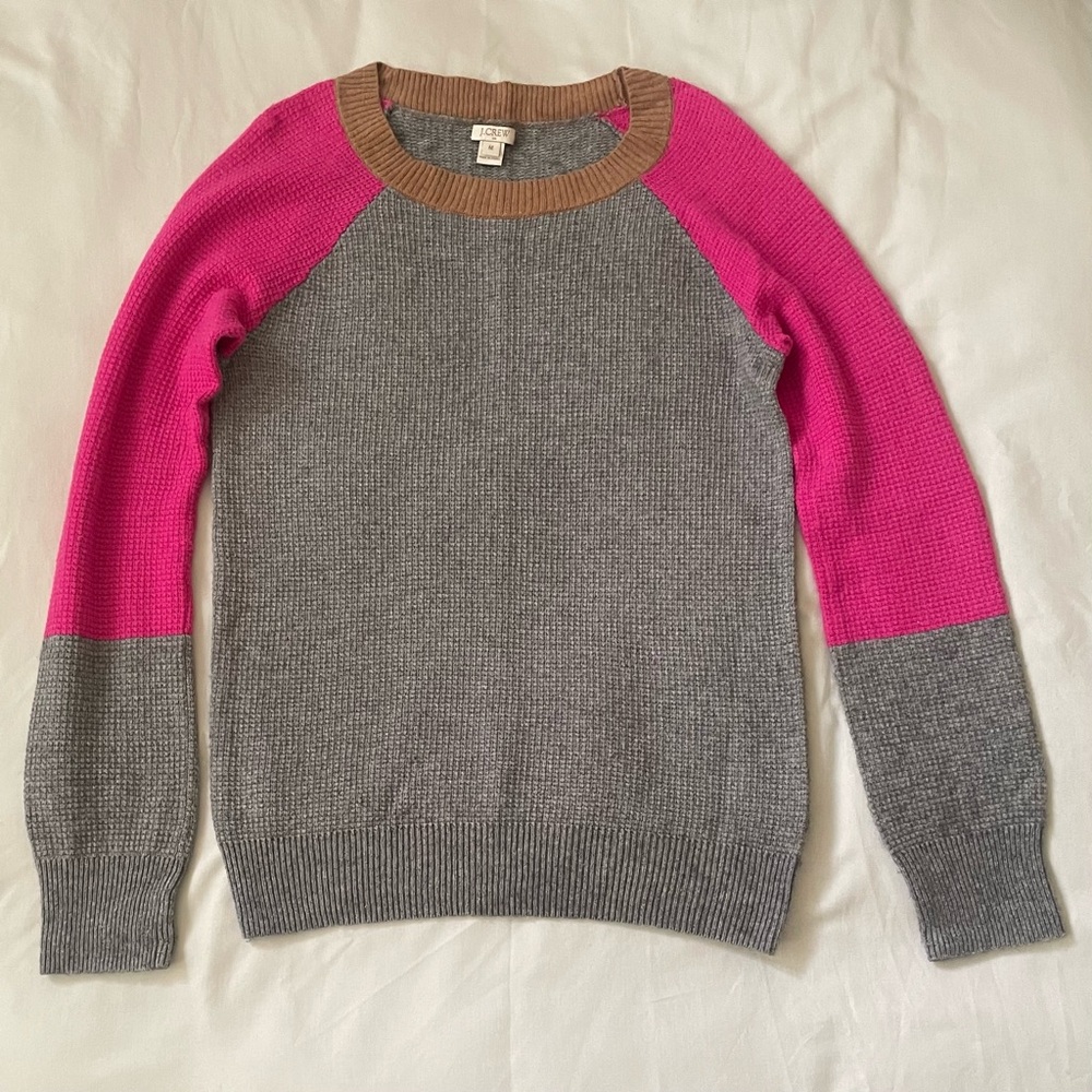 J. Crew Waffle-Knit Colorblock Sweater